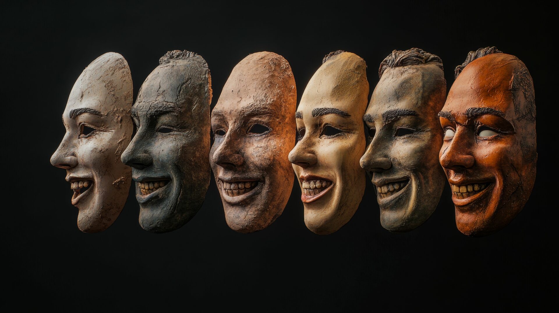 Masks in line to represent behavioral patterns