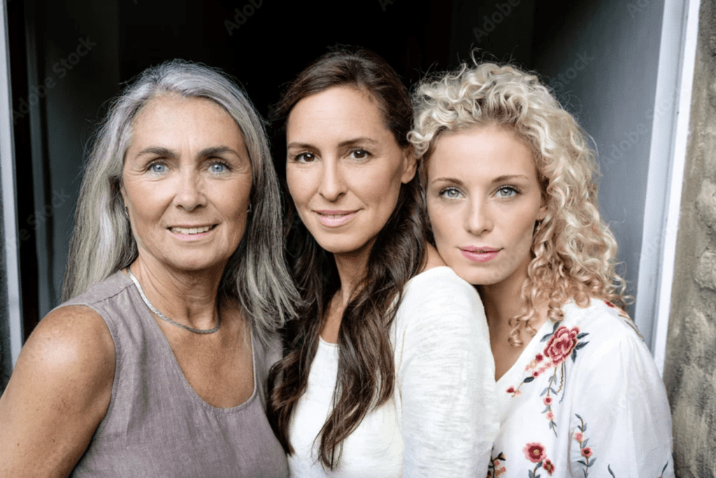 3 generations of women smiling on Mother's Day